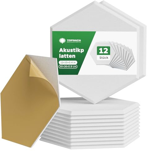 Topnaca 12 Stück Groß selbstklebend Pinnwand Modern, Weiß Sechseck Korkplatte Alternativen für Notice, Memo, Bilder, quadratisch & rahmenlos Pinwand für Büro