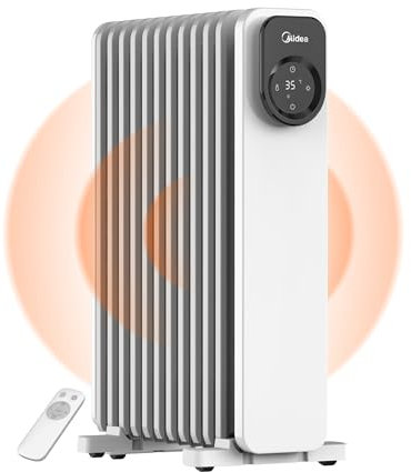 Midea Oil Filled Radiator, 11 Fins Electric Oil Heater with Remote Control & LED Touch Screen - Efficient Heating, Overheat & Tip-Over Protection, 24h Timer, Quiet, Digital Thermostat, 2300W