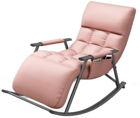 AMAZWI Moderner Schaukelstuhl Schlafzimmer-Relaxsessel - Gepolsterter Sitz for Das Wohnzimmer Zu Hause, Lounge - Schaukel-Relaxsessel(Pink)
