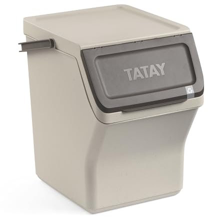 TATAY Recycling Kitchen Bin Easy Waste 20L | Stackable Recycling Bin Modular Design | Click-Lid System | Integrated Carry Handle | Made with Recycled Material | 35x27x36 cm – Ecohome