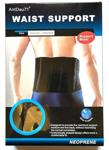 AntDau71® - Fascia Ortopedica Lombare e Addominale di Supporto, per la Schiena, Elastica e Regolabile, Conforevole e Comoda, Per Uomo e Per Donna, Unisex, Uso Muscolare e Fisico, A Strappo - CW918