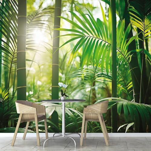 Fotomural Selva Tropicalnsa Fotomurales Pared, 450×315cm Papel Pintado 3D, Hojas De Palma Moderna Decoración Pared Sala Cuarto Oficina Salón
