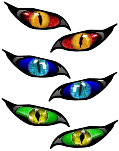 FDCGAS Auto Motorrad Aufkleber,3 Paar motorrad aufkleber,helm sticker,augen aufkleber,Evil Eyes mit Iris Vinyl Drohne Motorrad Helm Auto Aufkleber Sticker 70x30mm