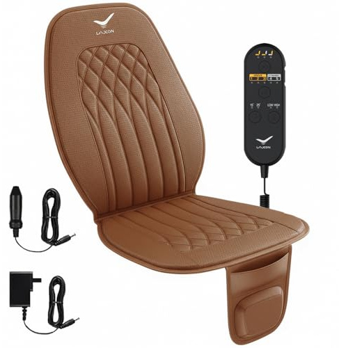 Laxon Vehicle Seat Air Massage Cover. Tailored for Long-Distance Drivers with Long Driving.11 Air Cells Dynamic Work 3 Massage Mode for Back & Hip. Relax Muscles While Driving (Brown)