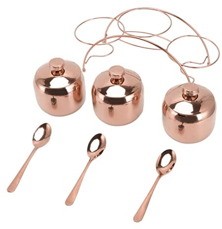 ITTRUH Stainless Steel Spice Jars,Stainless Seasoning Containers Set,Seasoning Box with Spoon and Lid,with Storage Rack,Spice Jar Rack Condiment Cruet Bottle(Rose gold)