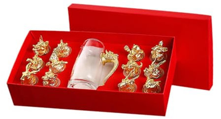 Juego de copas de vino – 12 copas de licor con cabeza de animal del zodiaco chino, utensilios de bar para fiesta y gabinete de vino