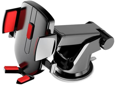FUNNETOYU Support De Téléphone De Voiture à Ventouse, Support De Téléphone Monté sur Voiture Pratique, Rouge, Compatible Majorité des Smartphones, Fixation Stable pour Usage Intérieur Automobile