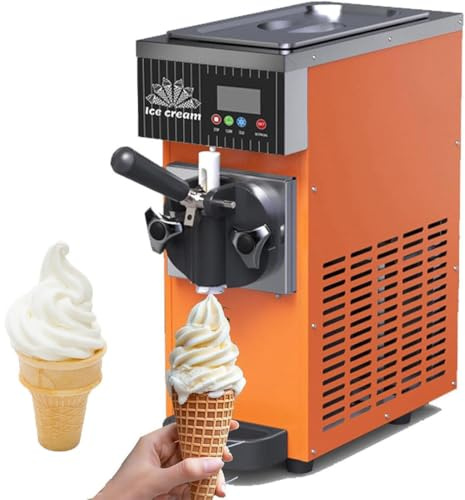 RETRIN Heladera para El Hogar Helado Suave,Heladera De Un Solo Sabor, 4-5 Kg/H De Producción, Tolva Refrigerada 2,5 L,Tanque De Congelación De 1 L,Autolimpieza,Pantalla LCD,450 W Orange