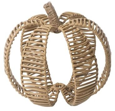 perfk Decorazione di zucca finta in rattan, centrotavola di zucche artificiali, scultura ornamentale di zucca finta per casa, ufficio, matrimonio, 25cmx24cm