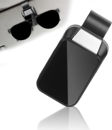 Yzalen Brillenhalter Auto für Sonnenblende - Sonnenbrillenhalter Auto, Kratzfrei, Einhandbedienung (Schwarz)