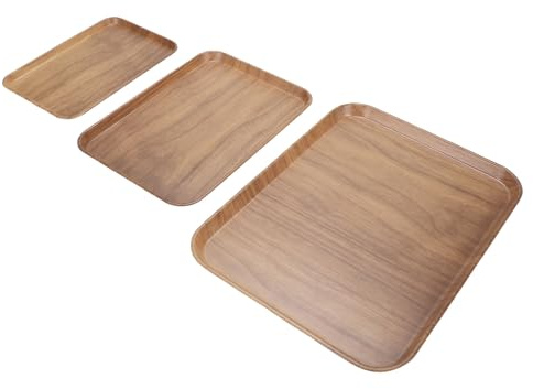 Jiawu Bandejas de Servicio Rectangulares Las Bandejas Anti-dependientes Apiladas para el té del Desayuno, 3 PC de Melamina para Cocinar Caseros