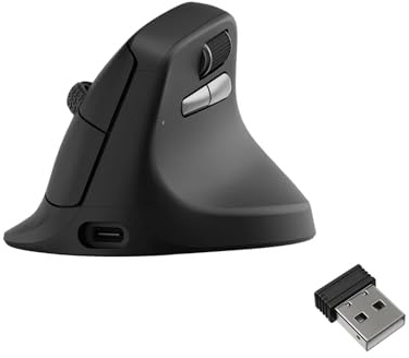 Keychron M5 8K ergonomische Vertikal-Gaming-Maus, 30 000 DPI, 750 IPS, 2,4 GHz/Bluetooth 5,3 / USB-C, 600-mAh-Akku, programmierbar, 8000 Hz kabellos Gaming-Maus für Windows, macOS, iPadOS – Schwarz