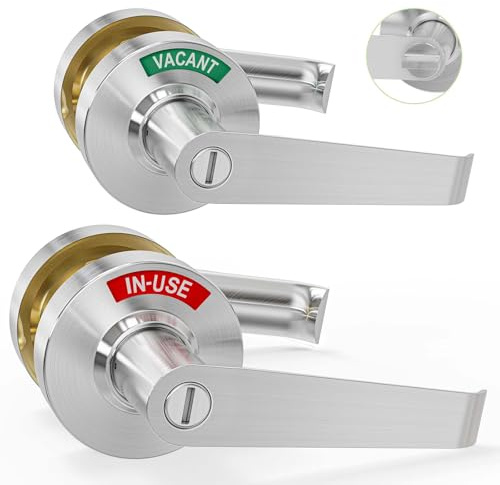XMZ-DDUP 2Kit Commercial Bathroom Door Lock, Vacant Occupied Bathroom Lock, in-Use Indicator Privacy Door Lock, Occupied Door Handle for Restroom/Office/Bars/Hospital（Medium 70mm）