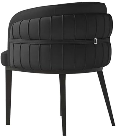 Sidostolar Klädda matstolar med ergonomiskt stöd och metallben for kök och vardagsrum(Black 1ps)