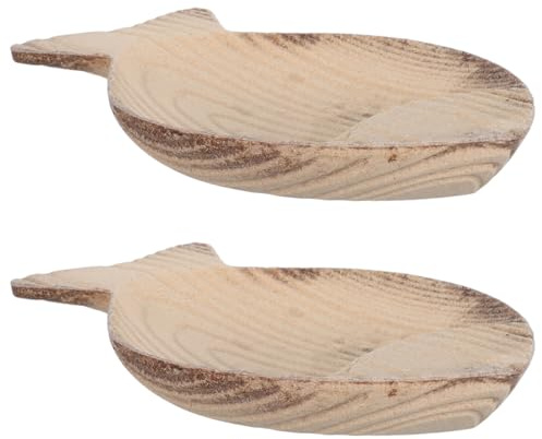 NUOBESTY Lot de 2 Plateaux Décoratifs en Bois Brut de Poisson, Grand Format 23,6 X 15 X 3 Cm, Porte-Bijoux Polyvalent, Vide-Poches pour Clés, Plateau de Service pour Fruits et Décoration