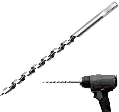 Auger Drill Bit, 10mm Wood Drill Bit, Long Drill Bits Wood, Professional Woodworking Tool for Deep Hole Drilling, Furniture Assembly and Construction Projects, 10mm x 235mm Hex Shank Drill Bit