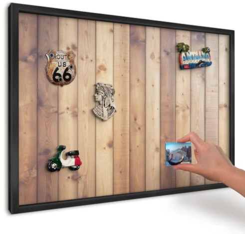 Tablero Magnético de Pared 60x40 cm | Marco Negro | tablas de madera