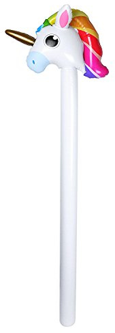 Henbrandt Aufblasbarer Einhorn-Stab mit weißem Einhorn, für Partytüten, Fotoautomaten, Strand, Schwimmen, Spielzeug (aufblasbarer Einhornstab, 110 cm)