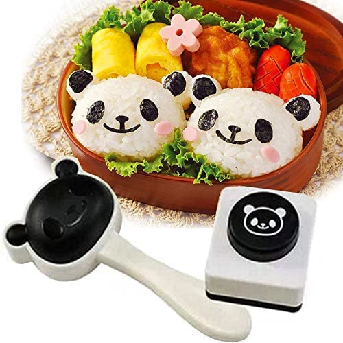 Velidy Bento Accessories Rice Ball Mold,Cartoon Panda Sushi Maker Mould Seaweed Cutter Bento Nori Kitchen Rice Mould for Kids PackedLunch Kitchen Tools