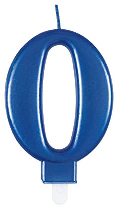 Unique Party 19610 - Candela di Compleanno Metallizzato - Numero 0 - Blu