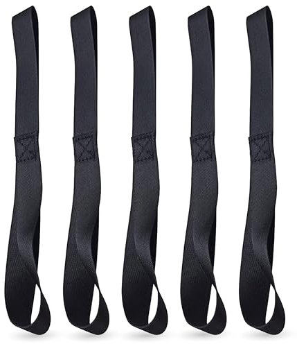 5 Boucles d'arrimage - Boucles Doubles de 30 cm - Sangle de Fixation Ronde pour Le Transport de Motos, sécurisation du Chargement (5X)