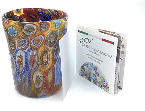 Vaso Goto Veneciano Murrina hoja oro cristal de Murano Made in Italy (1 bicicleta)