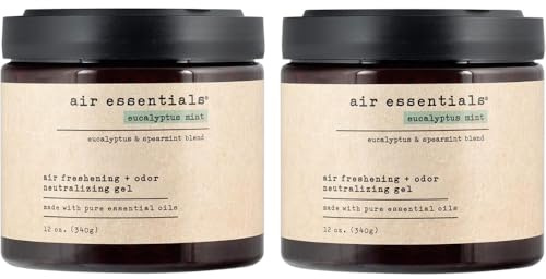 Air Essentials Air Freshener & Odor Neutralizer Gel - 12 oz, Pack of 2 - Odor Eliminator - Made with Pure Essential Oils - Eucalyptus Mint Scent