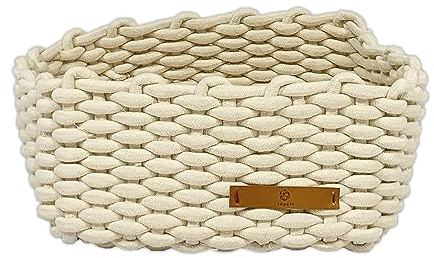 FRIHET Geflochtener Baumwoll-Aufbewahrungskorb für KALLAX Regal | Stilvolle Ordnung und praktische Aufbewahrung im Wohnzimmer, Bad und Kinderzimmer | Strickkorb in zeitlosem Wollweiß