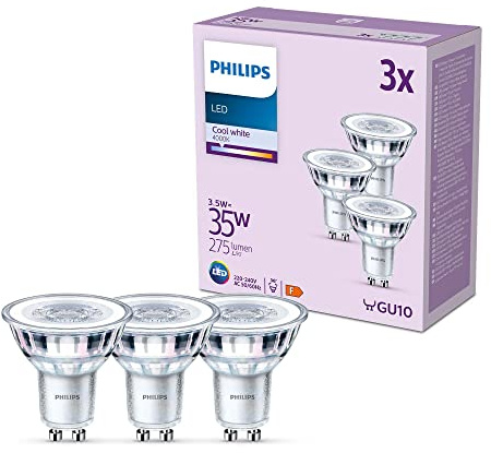 Philips pack de 3 ampoules LED GU10, 35W, 4000K, blanc froid