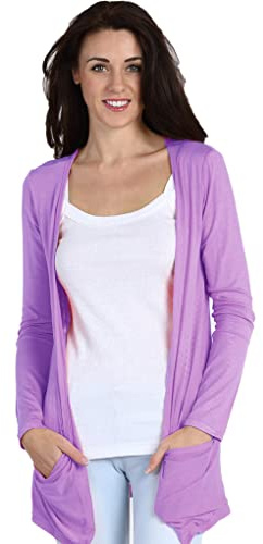 Crazy Girls Ladies Long Sleeve Plain Printed Pocket Boyfriend Cardigan Womens Top Sizes 8-26