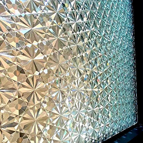 Cinbee 3D Fensterfolie Selbsthaftend Blickdicht 75x200 cm, Selbstklebende Sichtschutzfolie Fenster, Dekorfolie Fenster Blickschutz, Statische Fensterfolie Muster Vintage Retro