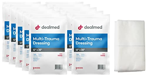 Dealmed 12 x 30 Multi-Trauma Dressing – Sterile Emergency Oversized Pad, Superior Absorbency, Protection and Padding, Wound Care Product for First Aid Kit (Pack of 10)