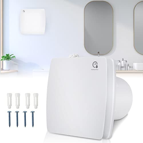 Joparri Badlüfter mit Feuchtigkeitssensor 150mm | Abluftventilator mit Rückstauklappe und Timer | Weiß Leiser Ventilator für Bad Küche Keller Vorratsraum WC Badezimmer