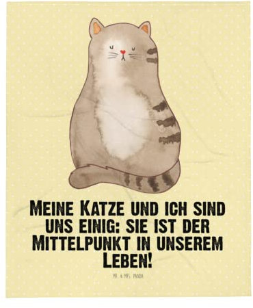 Mr. & Mrs. Panda Wohnzimmerdecke Katze Sitzen - Geschenk, Sofadecke, Kater, Katzenmotive, Tagesdecke, Wohndecke, Katzendeko, Wolldecke, Familie,