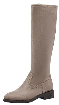 Tamaris Damen Langschaft-Stiefel Vegan Blockabsatz; TAUPE/beige; 40 EU