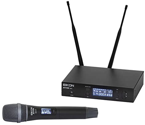 PROEL EIKON AETHER RM1MB - Sistema professionale microfonico Wireless UHF PLL TRUE DIVERSITY con 388 canali disponibili e microfono palmare (Modello RM1MD - Range : 606-614 Mhz)