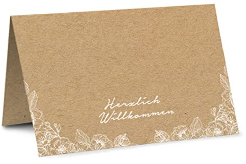 Partycards Tischkarten Geburtstag, Tischkarten Hochzeit, Tischdeko Hochzeit, Hochzeitsdeko Tisch - 50 Stück, Namensschilder, DIN A7, Platzkarten Kommunion, Namenskarten Konfirmation, Taufe