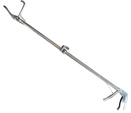 Yardenfun Thickened Anti-Slip Stainless Steel Tong Clip Lock Curved Tip, Long Multi-Function EEL Loach Crab Grabber for Outdoor Seafood Catching and Campfire Log Handling