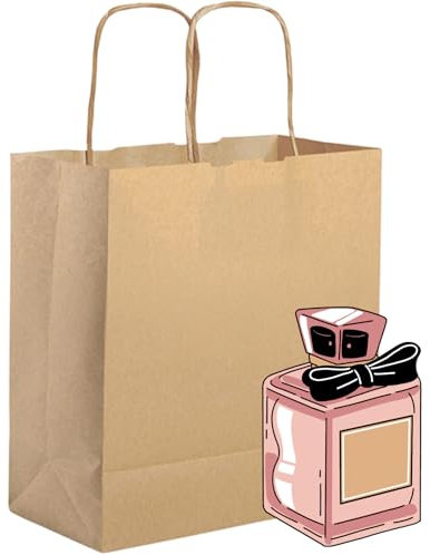 Hole Gadget ® | Buste di Carta Personalizzate Piccole Misura 18x21x8 cm Portata 2 Kg con Stampa Logo, Sacchetti Shopper Personalizzati per Attività Commerciali, Aziende e Negozi | PG051 (390)