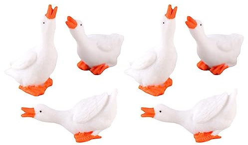 Warmhm 6 Stück Miniatur Gänse, Miniatur Gansfigur aus Kunstharz Feengarten Figuren Gans Statue Skulptur Garten Tierstatue für Zuhause Hausgarten Outdoor