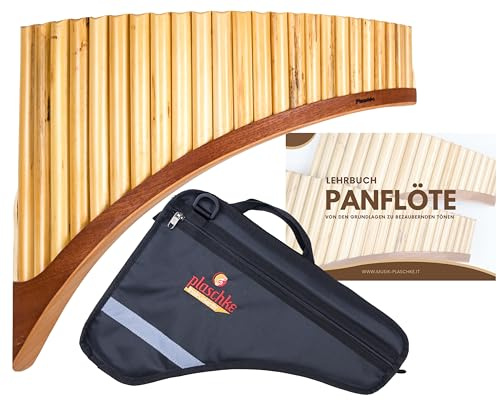 Plaschke Panflöte Konzert, Holz-Schuh Design, Set Tasche, Lehr-Buch 24 Töne G-Dur