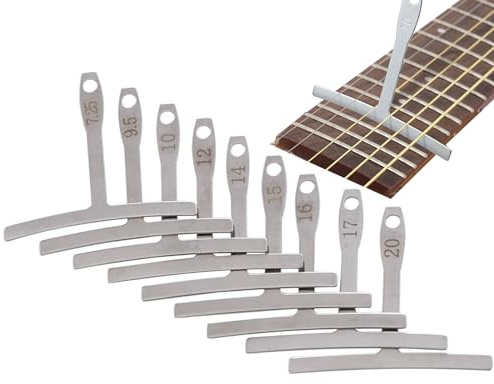ieron 9 calibri universali per raggi, in acciaio inox, a forma di T, per riparazione e manutenzione della chitarra, accessori per strumenti musicali