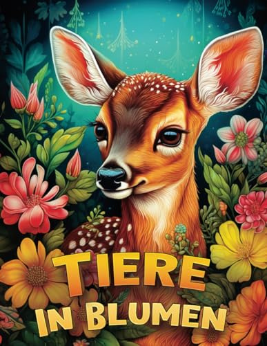 Tiere in Blumen: Malbuch für Erwachsene für Frauen mit niedlichen Babytieren in Blüten