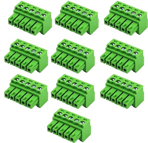 XUGERIP 10 connettori a morsettiera a vite PCB a 5 pin, passo 3,5 mm, spina maschio per 28-16 AWG, connettore rapido maschio collegabile a 5 poli
