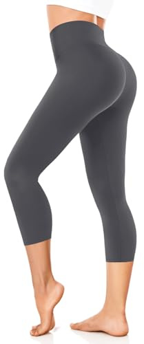 FuelMeFoot Leggings 3/4 para mujer, cintura alta, color negro, opacos, para deporte, yoga, gimnasio.