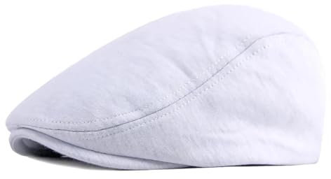 WOYUANSHA Barett Baskenmützen Für Herren Baskenmütze Für Herren Und Damen Einfarbig Gestrickt Visier Golfmütze Lässige Fischgrätenmütze Schirmmütze Entenschnabelmütze Elastisch 55 Bis 59 cm Weiß
