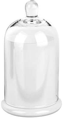 F Fityle Cloche dôme en Verre bougeoir Couvercle de Cloche en Verre Pot de Bougie Tasse Cloche en Verre dôme avec Base pour Plantes Dessert Mini gâteau, Blanc