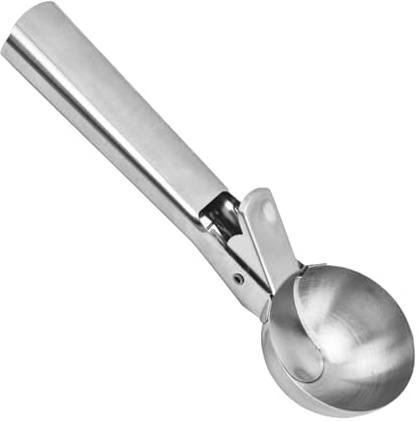Tioheam Cucharas para helado de acero inoxidable, Cucharas para helado de metal con gatillo,Cuchara de fruta resistente para cono de helado | Cuchara para galletas, Cuchara multifuncional para