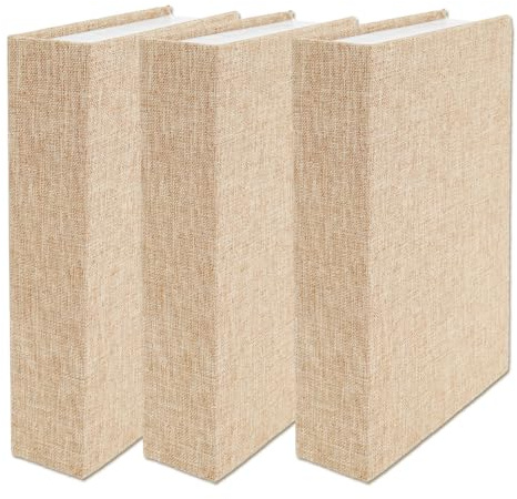 QINGLANG 3 PCS Decorative Book Box Fake Book Storage Box Linen Faux Books for Bookshelf Decoration Coffee Table Book Hardcover Decor for DIY Crafts