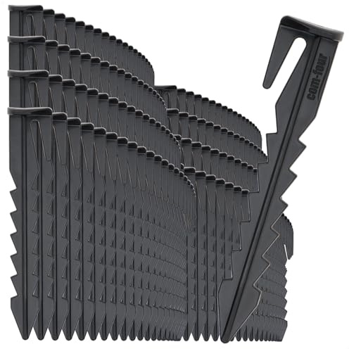 com-four® 200 Clous de Sol pour la Fixation des câbles de tondeuses | ancrages de sol en plastique avec ardillons